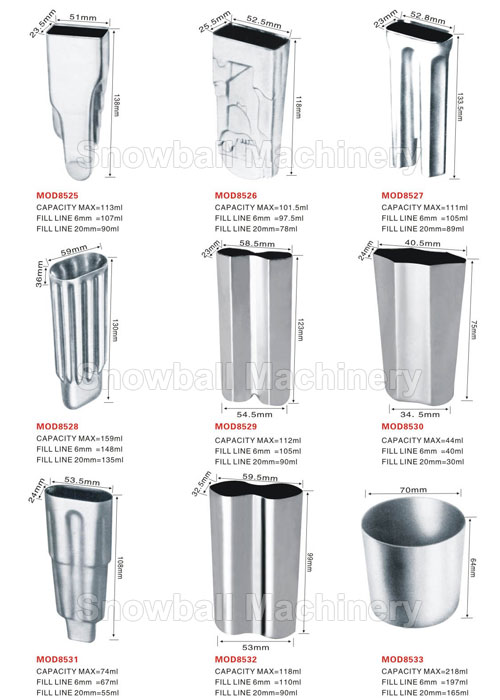 High quality stainless steel ice cream moulds MOD8525-8533