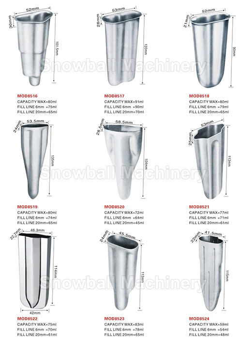 High quality stainless steel ice cream molds MOD8516-8524