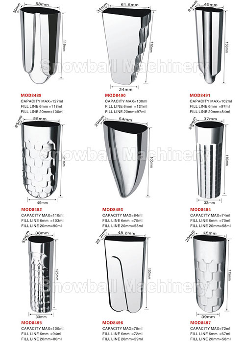 High quality stainless steel ice cream molds MOD8489-8497
