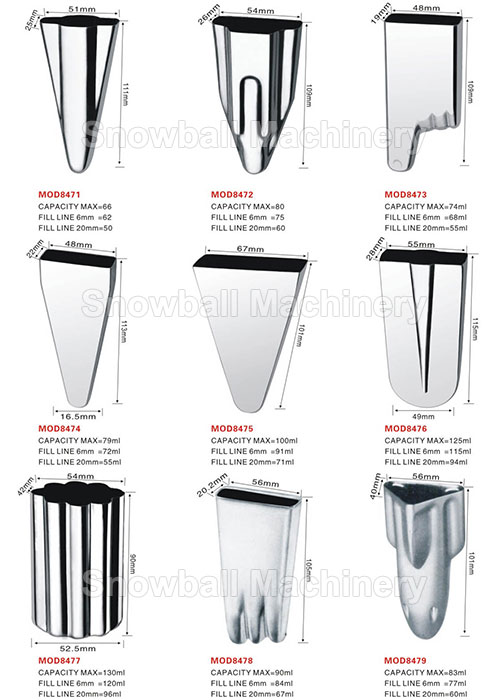 High quality stainless steel ice cream molds MOD8471-8479