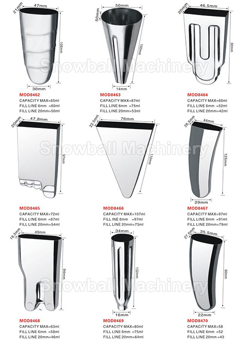 High quality stainless steel ice cream molds MOD8462-8470