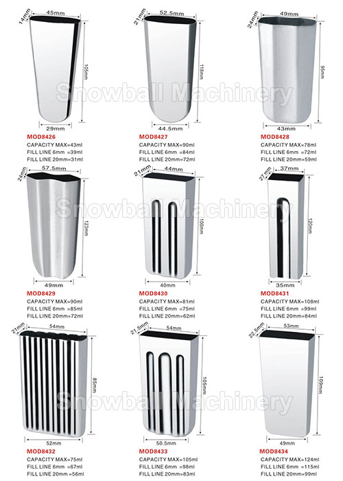 High quality stainless steel ice cream molds MOD8426-8434