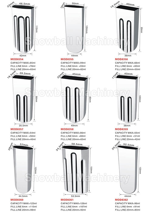 High quality stainless steel ice cream molds MOD8354-8362