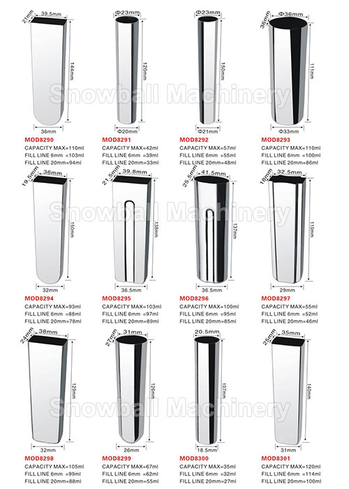 High quality stainless steel ice cream molds MOD8290-8301