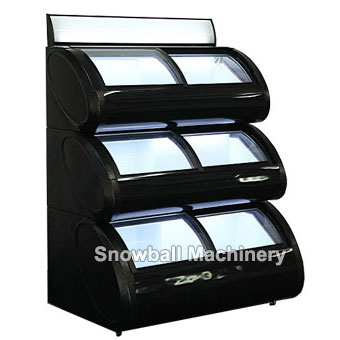 Three layers ice cream trapezoid display freezer