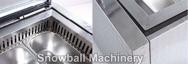gelato display cabinet, gelato freezer detail