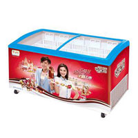 curved glass ice cream showcase refrigerator