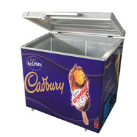 top open glass door freezer