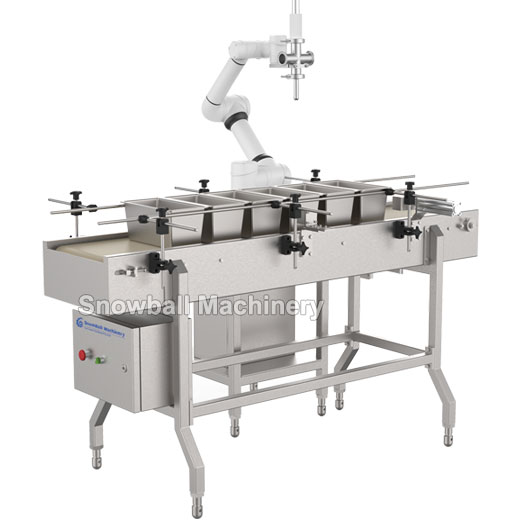 robot ice cream filler, cake ice cream filling machine, family pack ice cream filler